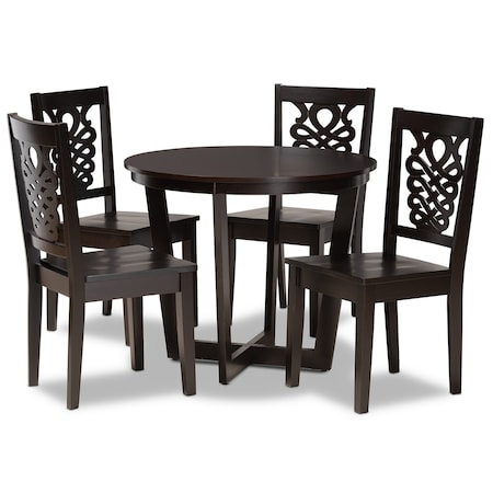 Baxton Studio Salida Modern and Contemporary Transitional Dark Brown Finished Wood 5-Piece Dining Set 177-11381-10898-Zoro